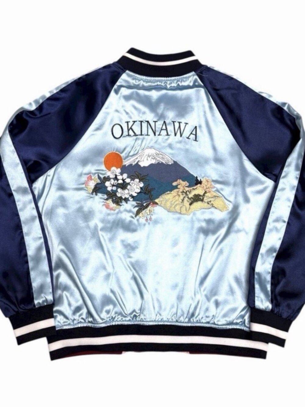 JAPAN SUKAJAN Satin Okinawa REVERSIBLE Tiger Bomber Jacket Womens Medium - Picture 2 of 7